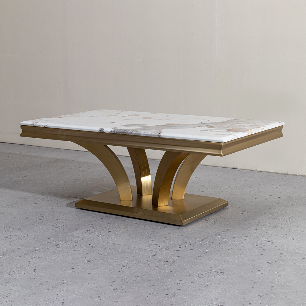 Minimalist Coffee Table 45″ x 27.5″ By Qiancheng Furniture With Granite Artificial Marble Top