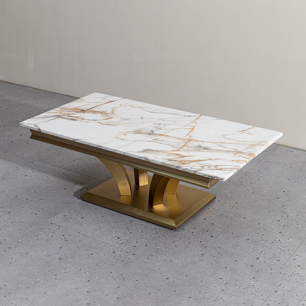 marble coffee table with stainless steel legs