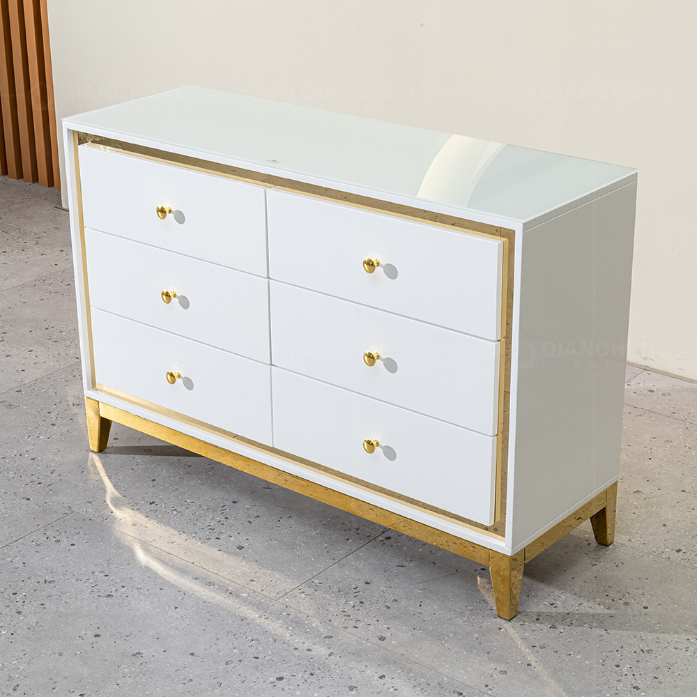 Wholesale customization White And Gold Entryway Sideboard Cabinet With Drawer