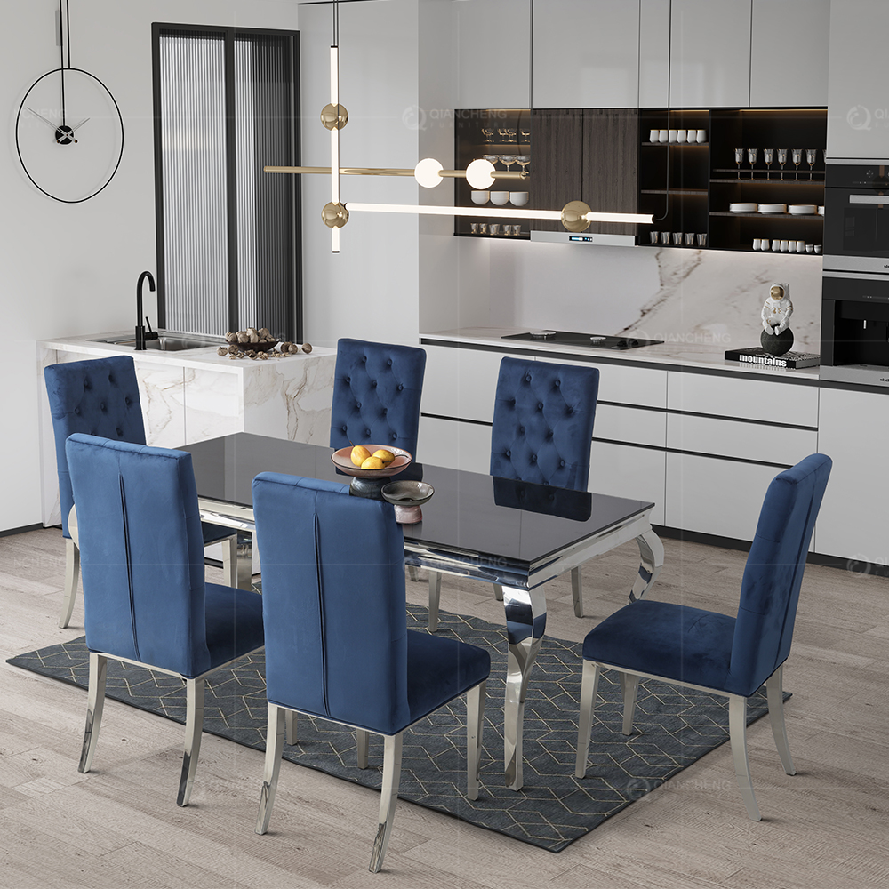 modern glass dining table set for 6