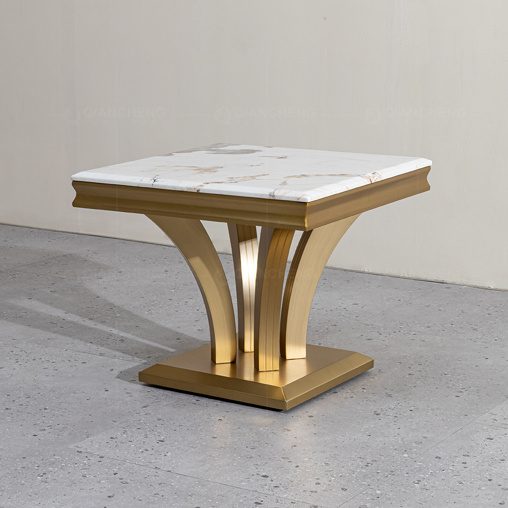 Luxury Marble End Table For Living Room Stainless Steel Furniture Manufacturer