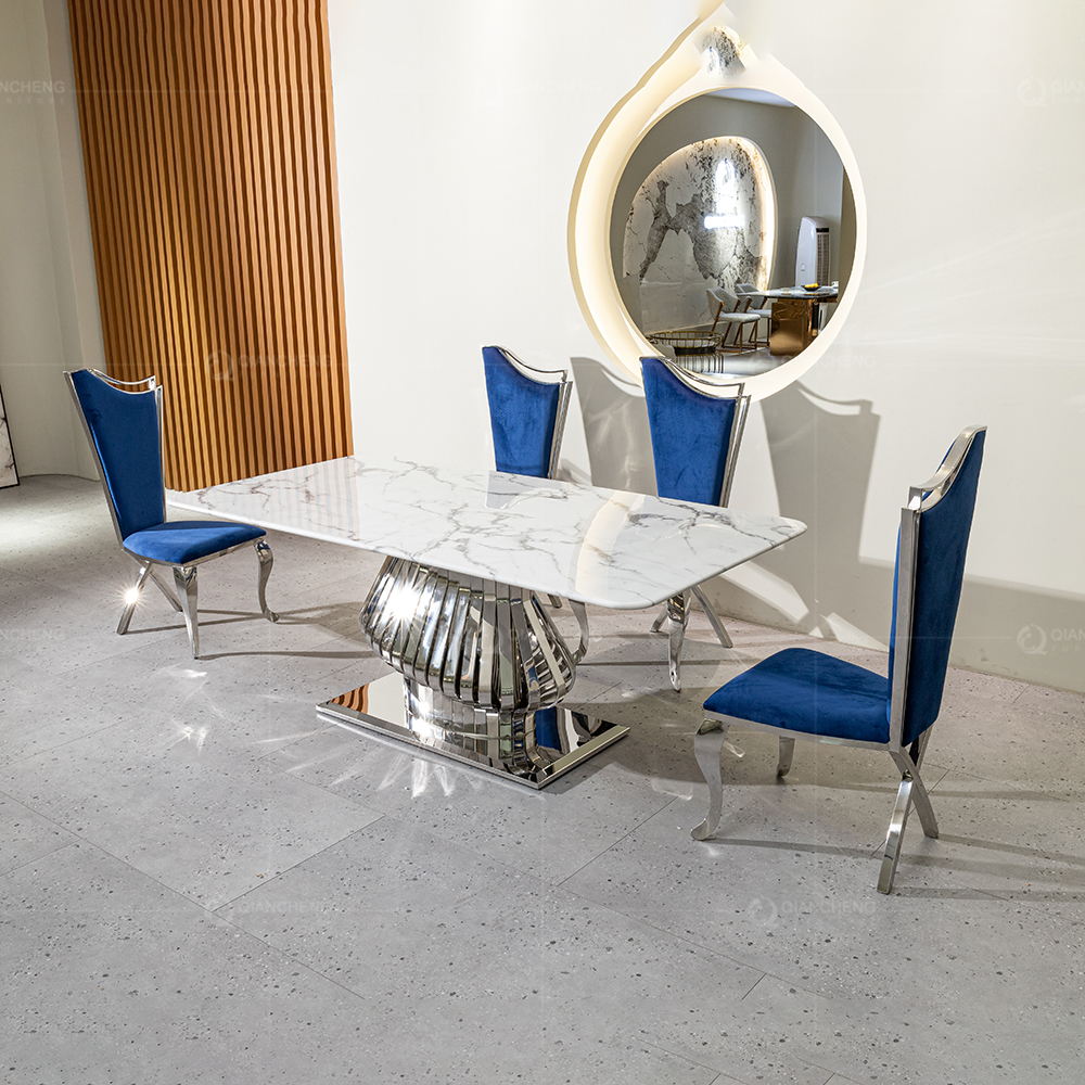 chrome rectangle dining table