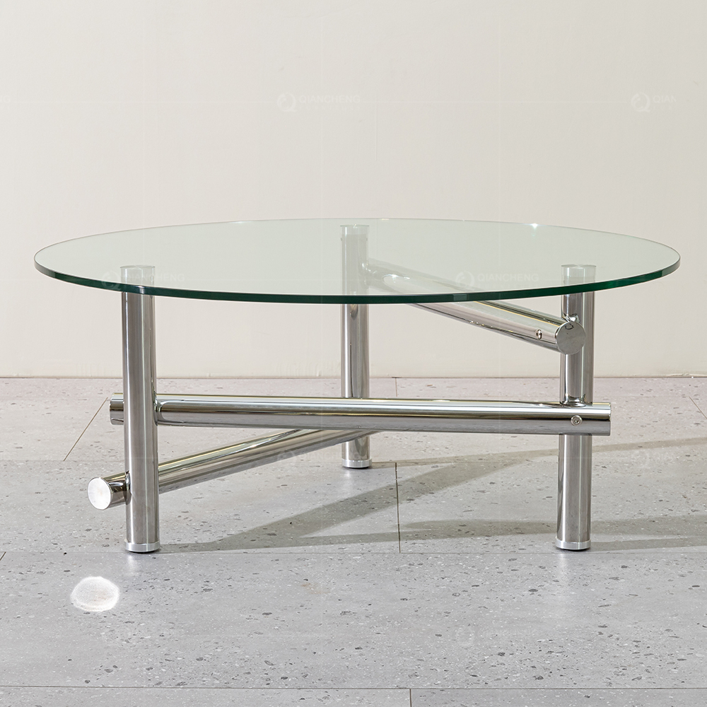 Round Metal and Glass Coffee Table Wholesale Living Room Furniture On Sale