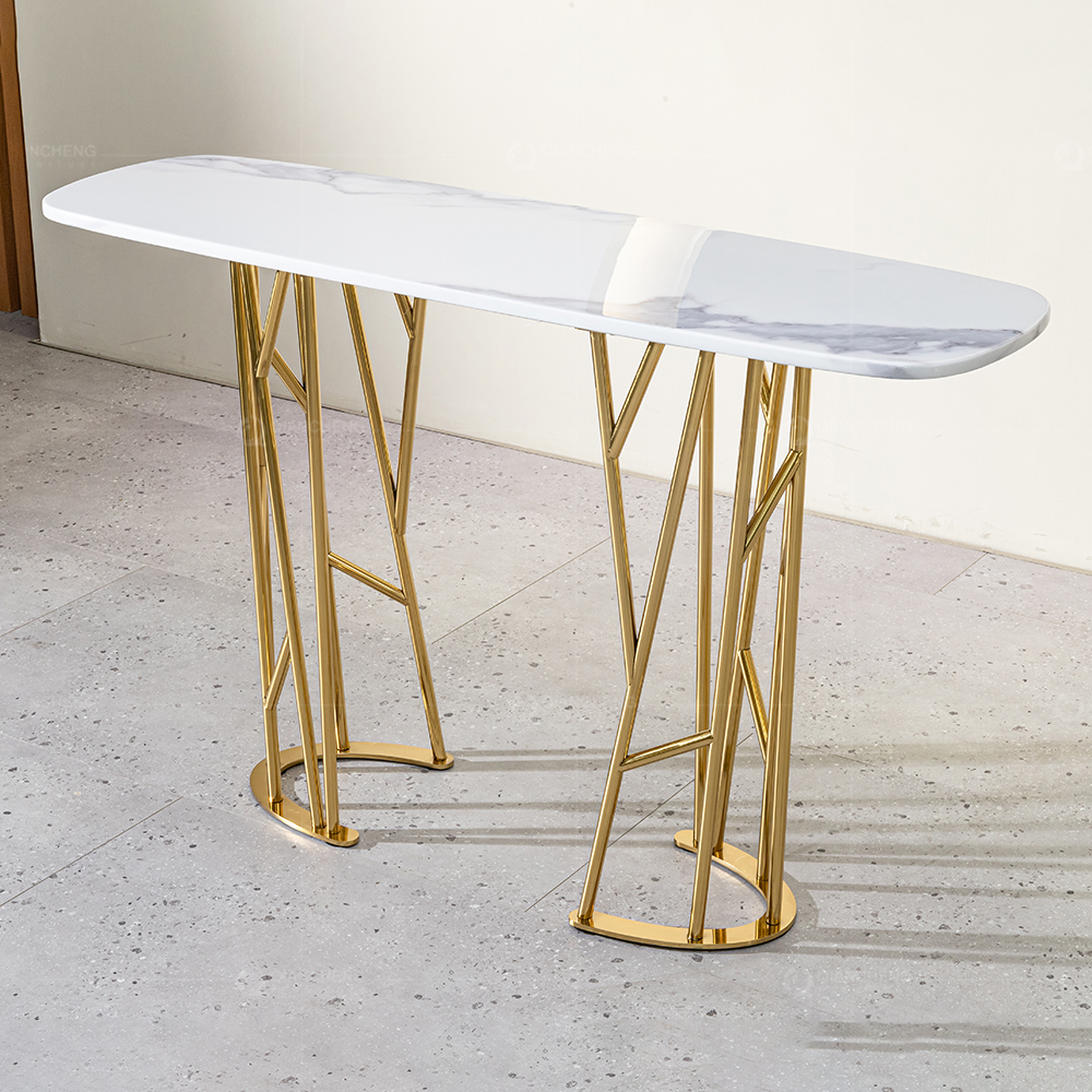 Scandinavian Designs Furniture Golden Stainless Steel Metal Console Table