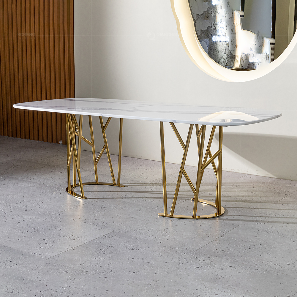 marble and gold dining table