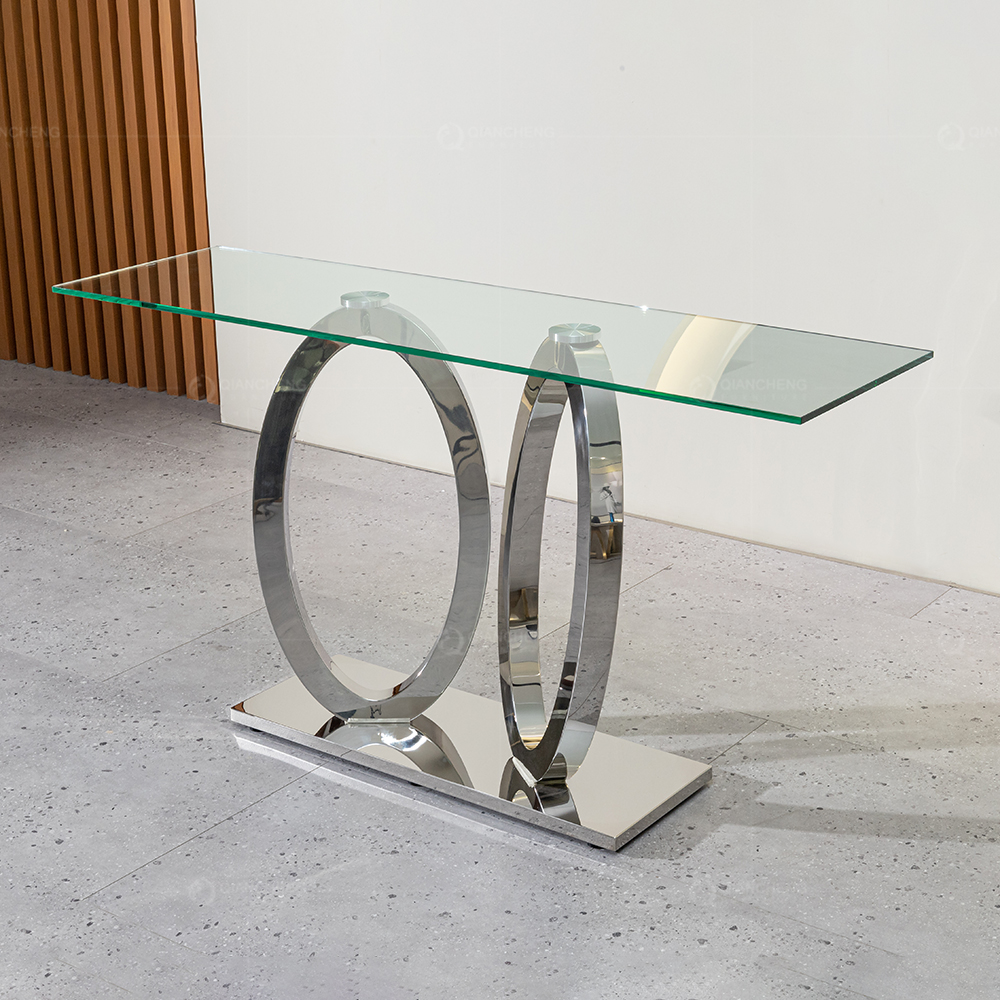 Glass Entryway Console Table Stainless Steel Furniture Design 980