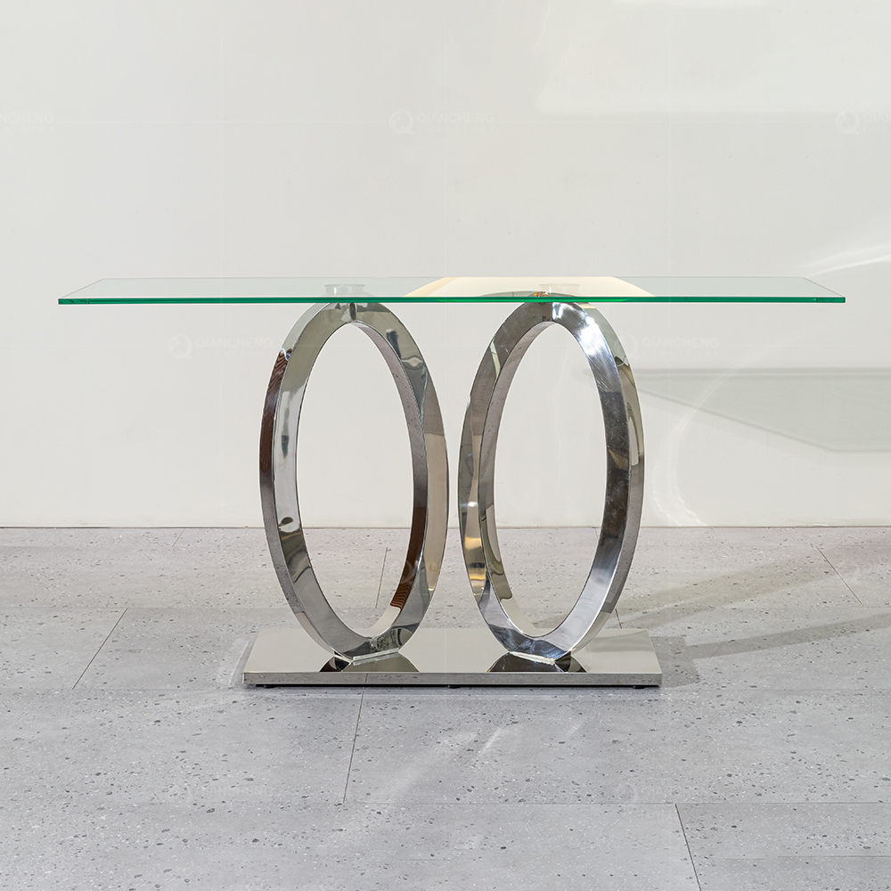 console table glass and steel