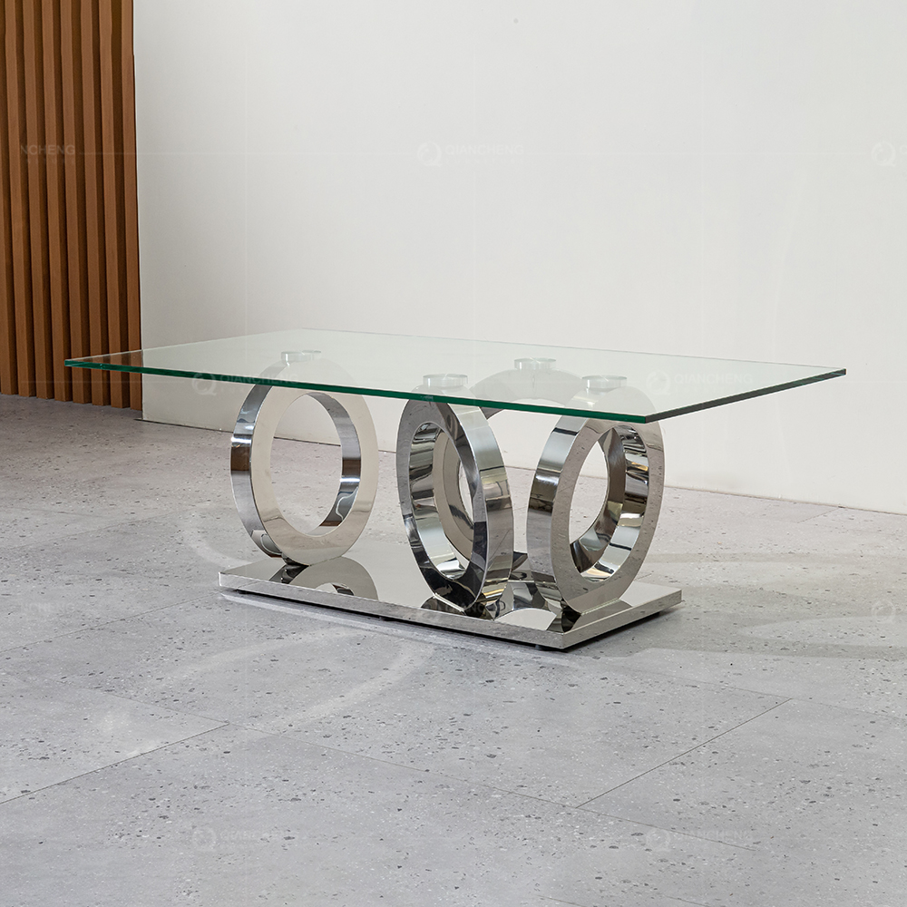 metal coffee table with glass top