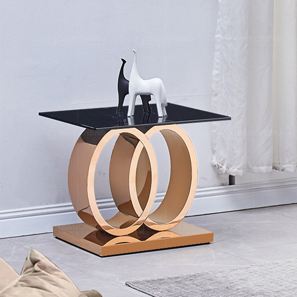 Modern Gold Frame Side Table With Glass Top Furniture For Hotels 1077