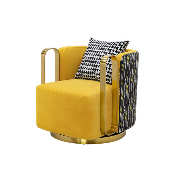 Custom Brand Furniture Rotating Leisure Chair With Gold SS Metal