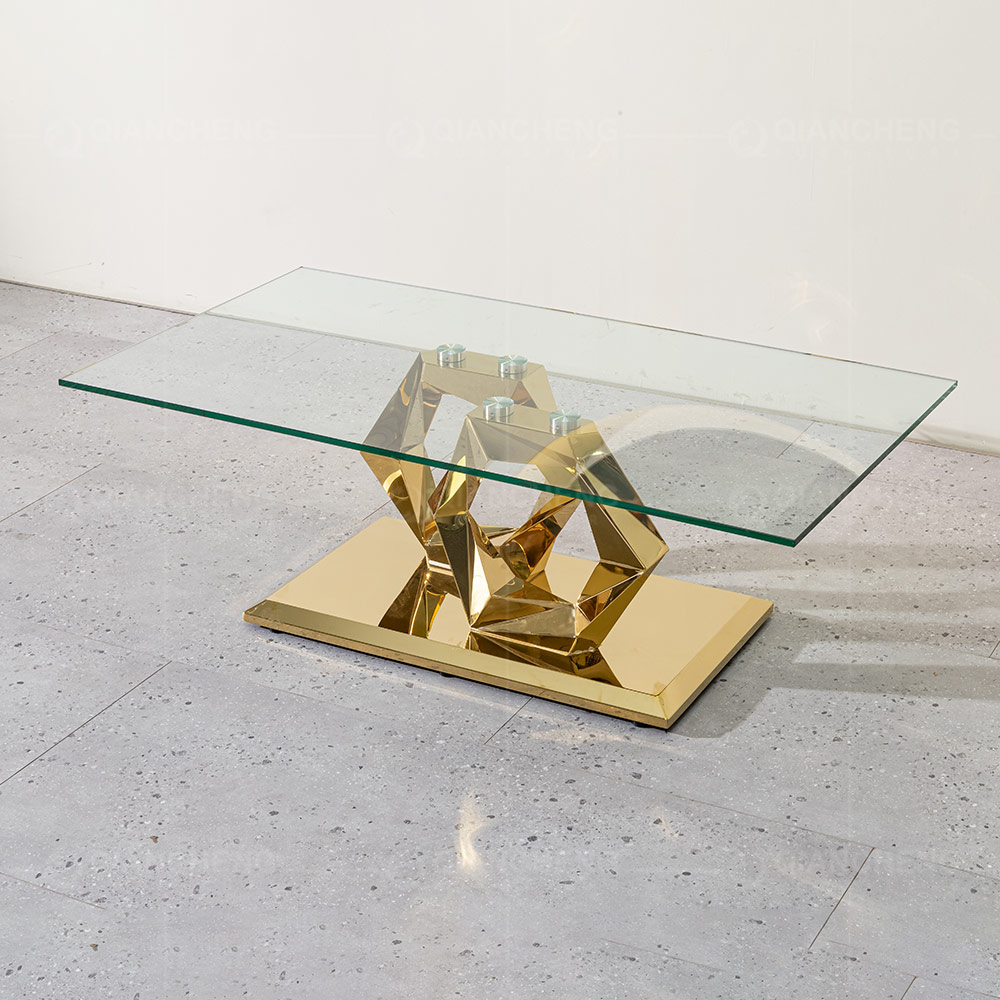 Clear Glass Top Coffee Table With Metal Base,Best Furniture Factory In China