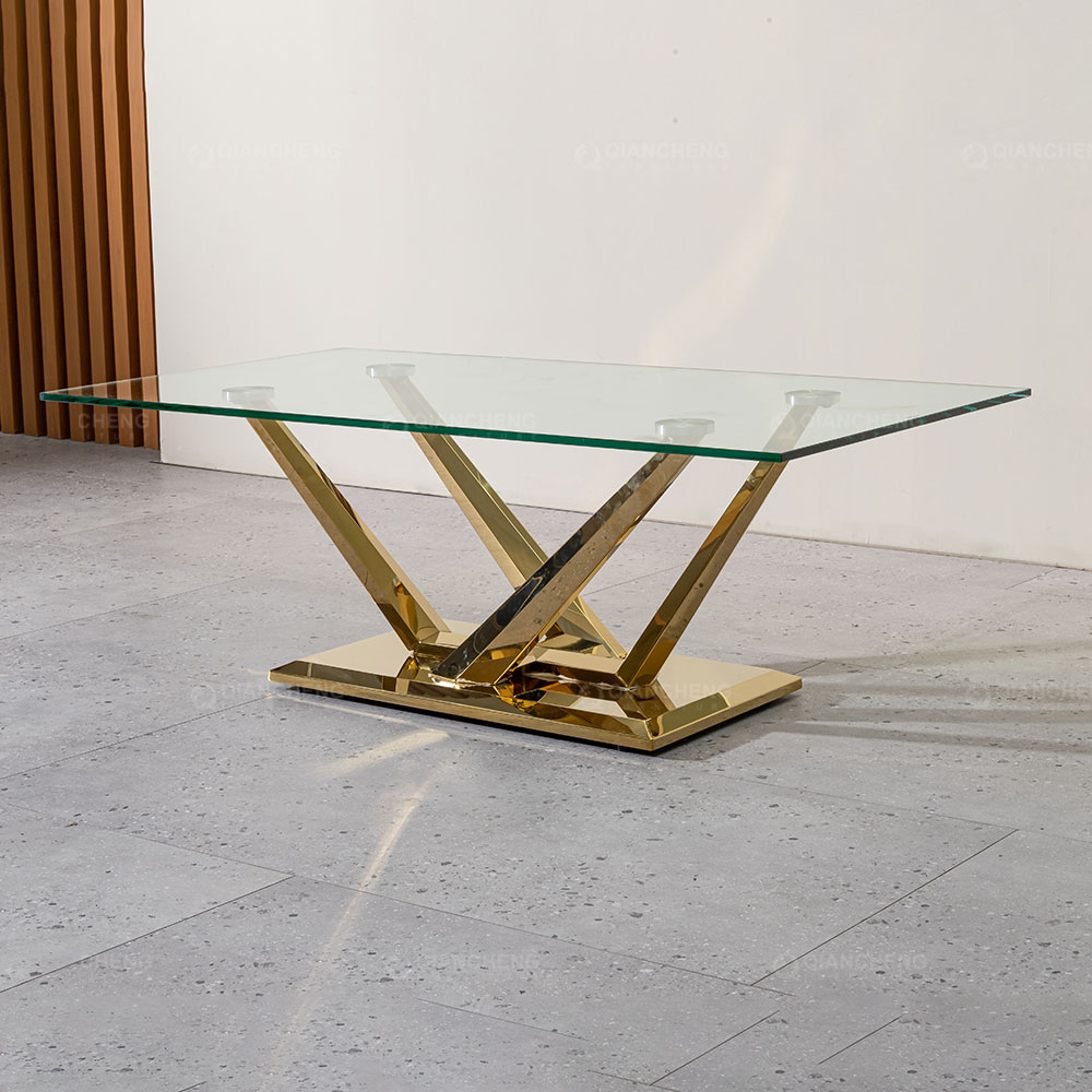 Glass And Metal Rectangle Coffee Table Hotel Guest Room Furniture Manufacturers