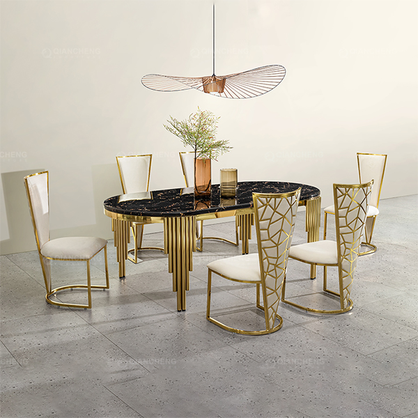 Marble Top Dining Table With Gold Legs,Foshan Shunde Furniture Factory
