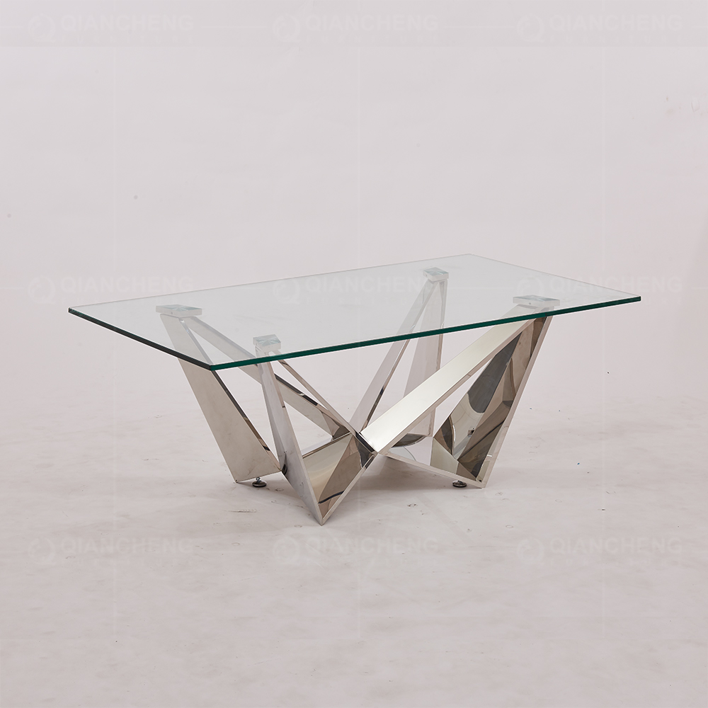 Clear Glass Top Coffee Table With Metal Base,Best Furniture Factory In China