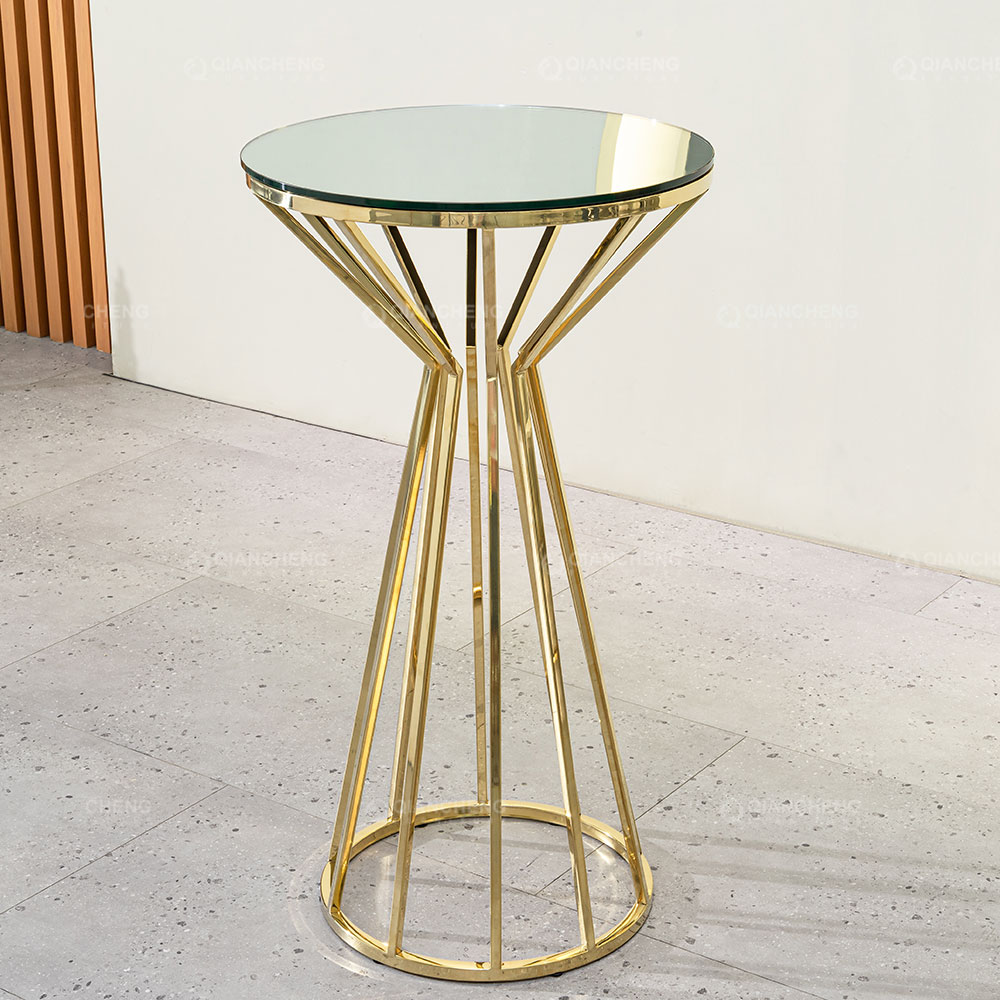 Round Bar Party Table,Golden Stainless Steel Bar Table