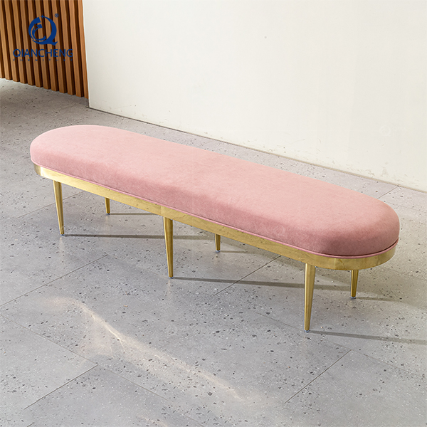 Wholesale Pink Velvet Fabric Ottomans Gold Legs In China Furniture Factory