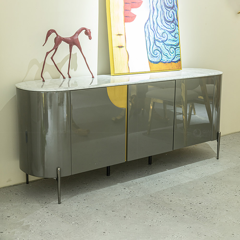 Custom Modern Dining Room High Glossy Mdf Sideboard Buffet Cabinet