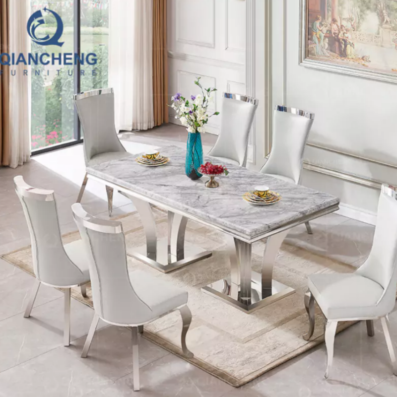 marble dining table and chair