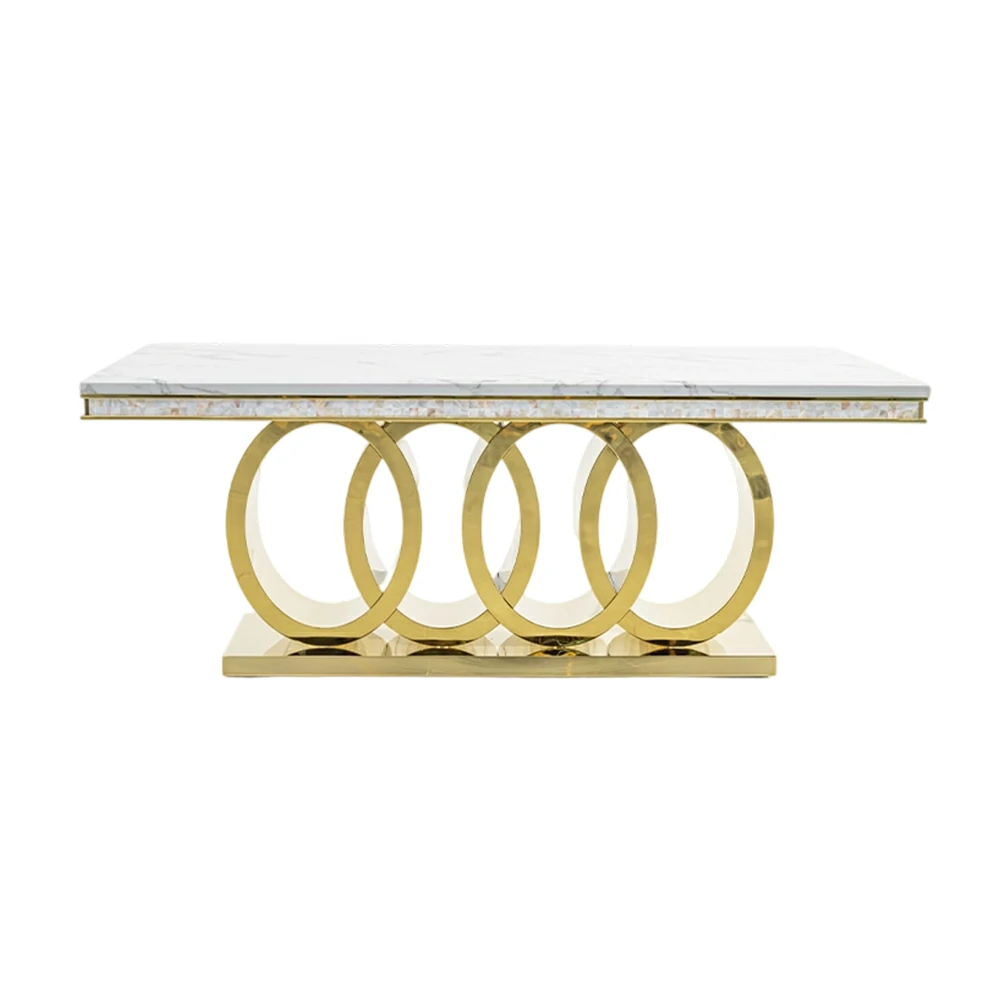 Premium Marble Restaurant Table | Gold Steel | Custom | Wholesale
