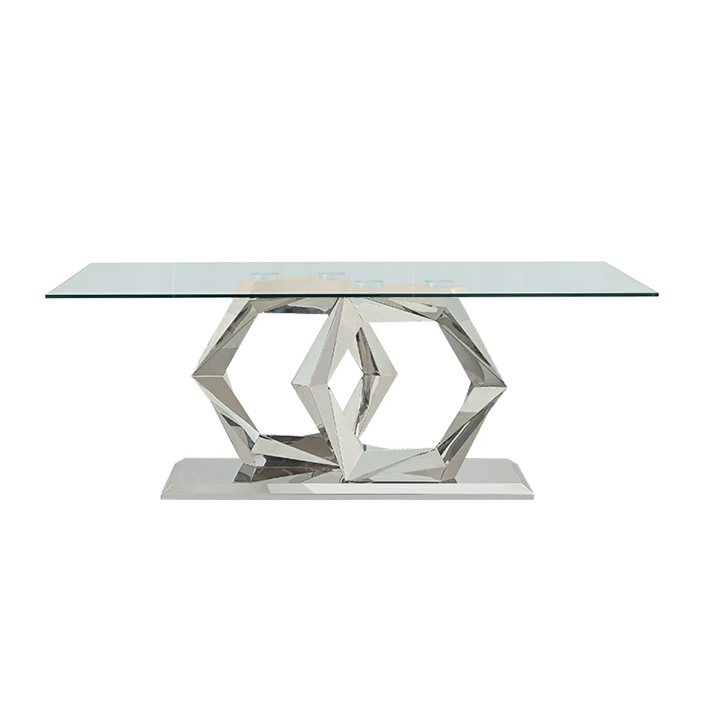 78.74″ Modern Glass Dining Table for Hotels | Designer Replica MOQ 5