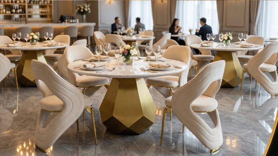 Qiancheng restaurant furniture solutions with metal dining tables and upholstered chairs