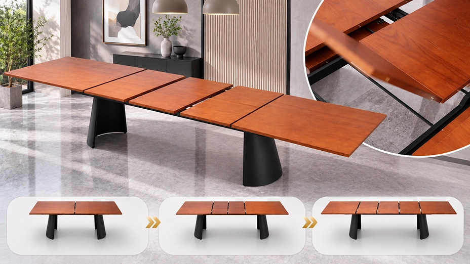 Qiancheng extendable dining table with flexible extension function
